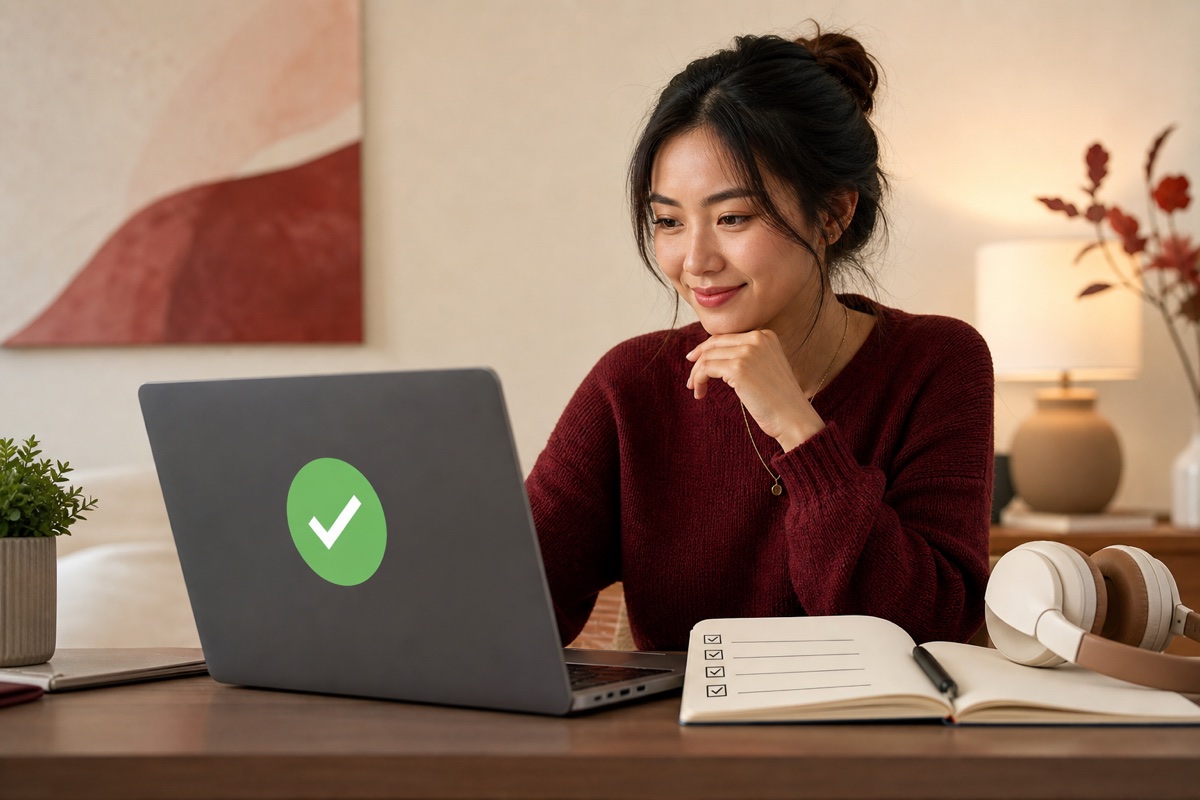 A creator checking a completed troubleshooting list